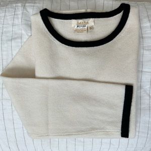 Vintage Peck & Peck Cashmere Sweater: Ivory with Black Trim
